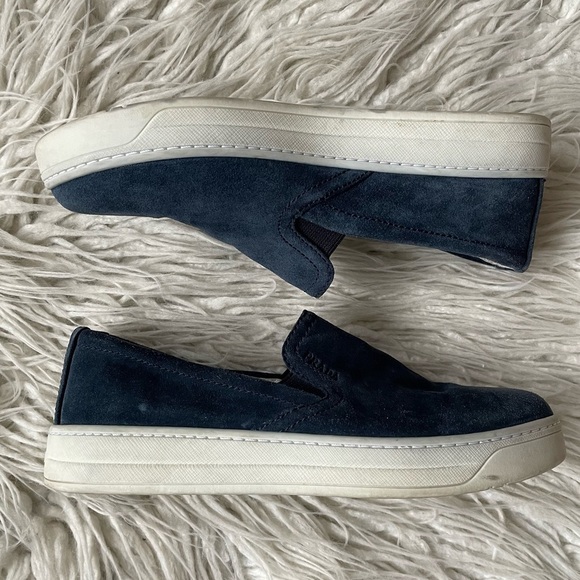 Prada Sport Womens Blue Suede Round Toe Slip-On Sneakers Size IT 35/US 5 - Picture 7 of 12